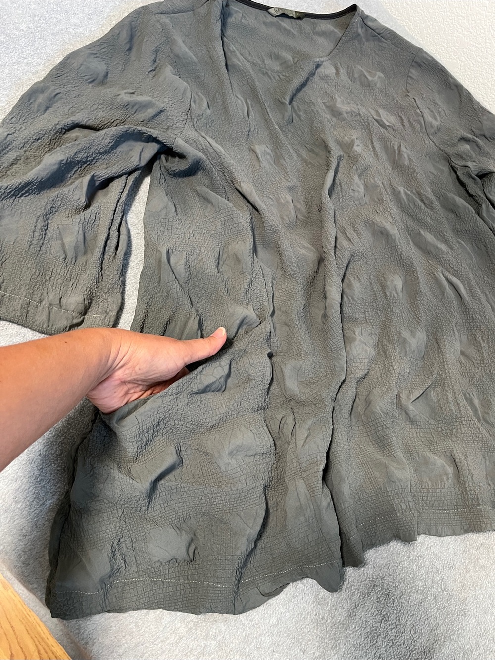 Chelet Et Ceci Tunic Top Lagenlook Boho Crinkle Textured Grunge Gray Avant Garde - Picture 3 of 11